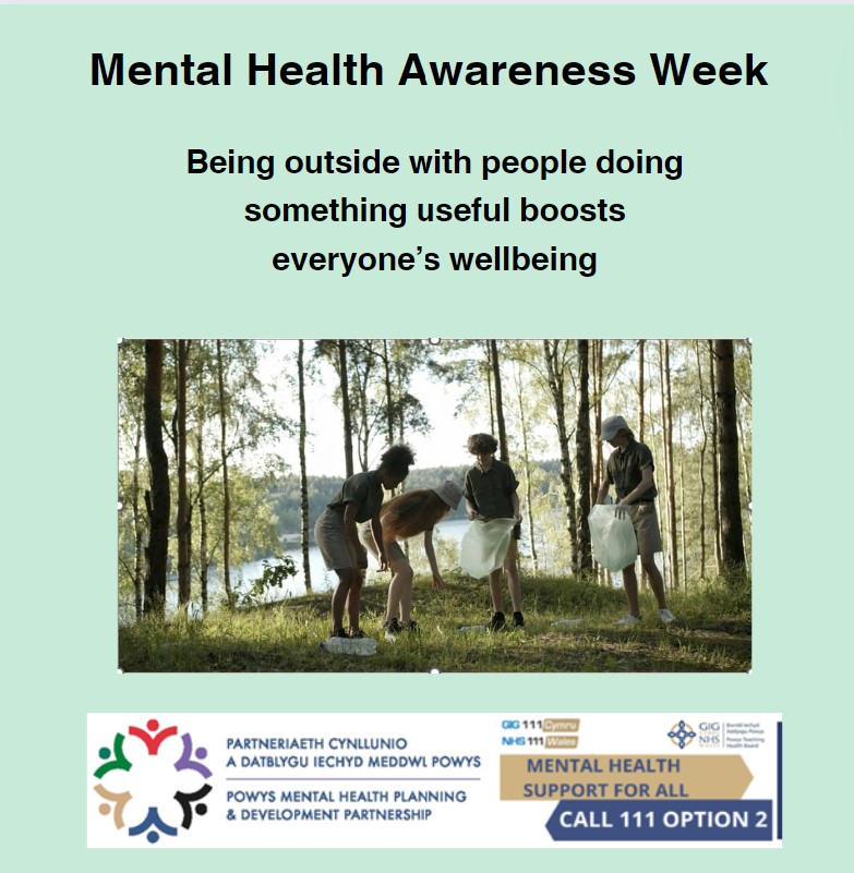 Being outside with people doing something useful boosts everyone’s wellbeing. For urgent mental health support call 111 press option 2. #MentalHealthAwarenessWeek