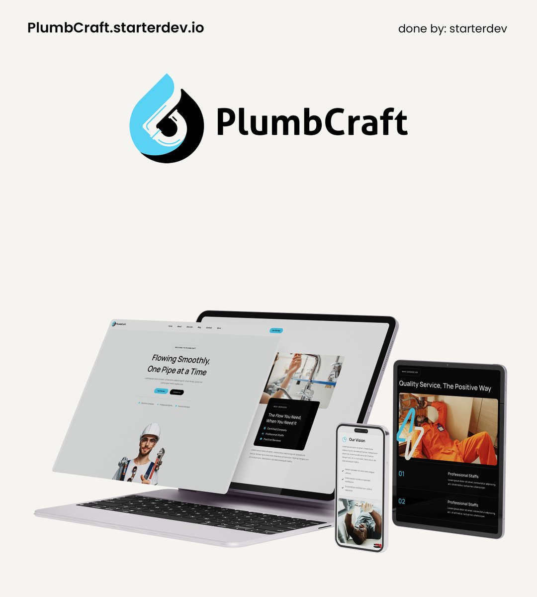 starterdevinc's tweet image. PlumbCraft! The premier website template for plumbing services and professionals. Designed to showcase the expertise, reliability, and quality of plumbers and their services. 🚰

Live Demo Website - plumbcraft.starterdev.io