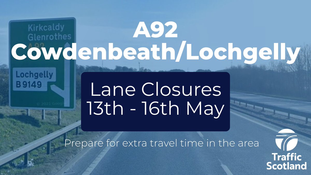 🚧 Extended Roadworks🚧 

#A92 Cowdenbeath-Lochgelly

🗓️ Extended until Thu 16th May.

🚧 Continuous lane closures affecting both North and Southbound 

Do #PrepareforDelays and #PlanAhead 

More Info: traffic.gov.scot/travel-news/pr…

<a href="/NETrunkRoads/">Amey NE Trunk Roads</a>