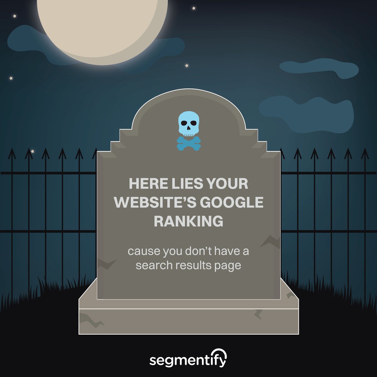Ding dong! Your search engine ranking is dead 👻👻

It’s come to our attention that A LOT of websites are operating WITHOUT any search results pages :(  That's:

👎 Poor #websitemanagement
💢 Horrible UX
📉 Terrible #SEOstrategy

#martech #digitalmarketing #searchmarketing