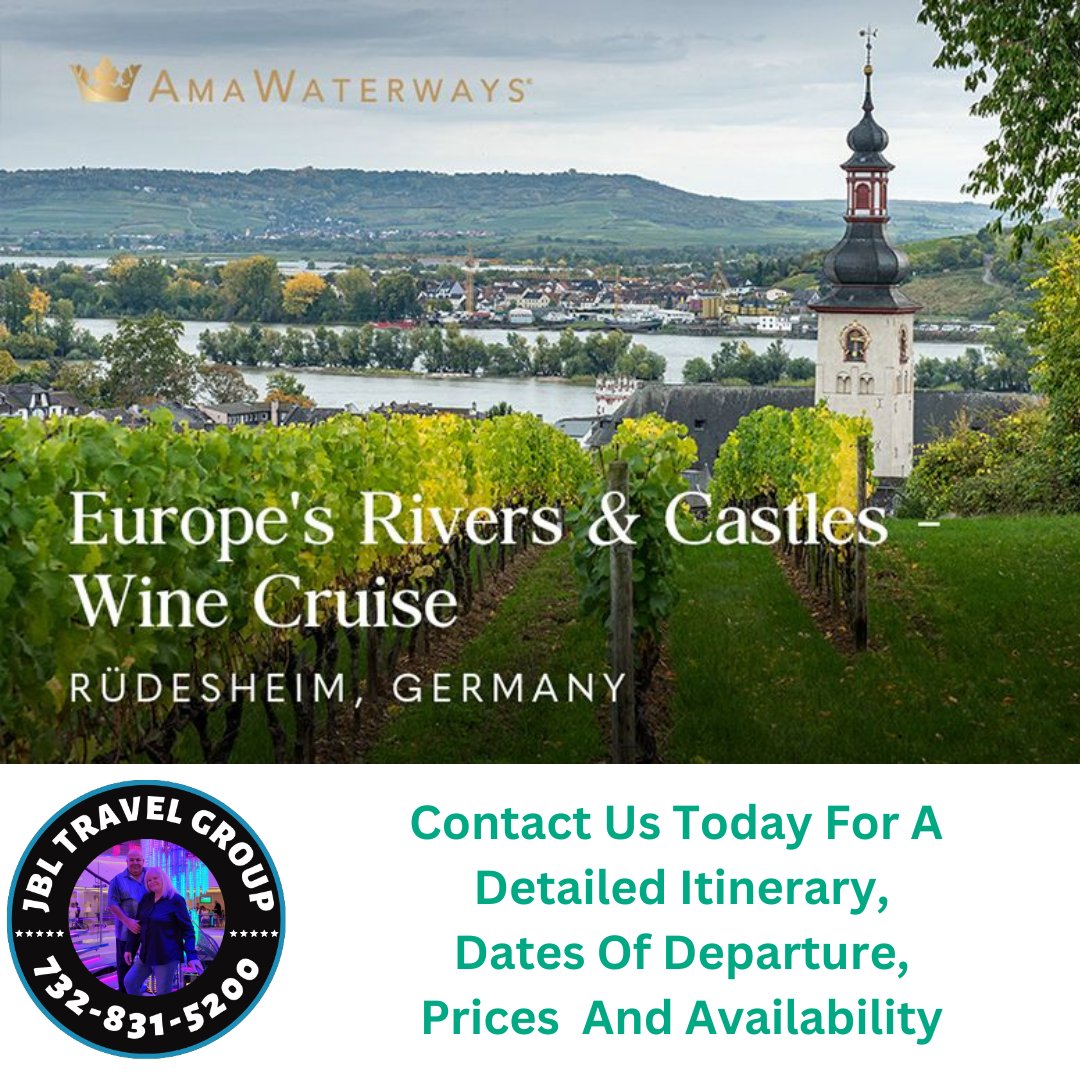 Experience Germany's fairytale town, Rüdesheim, and savor exquisite Rieslings on our exclusive wine-tasting excursion. Uncork luxury during #AmaWaterways #Europe Rivers & Castles Wine river cruise. Contact the #jbltravelgroup for more information. amawaterways.dll1.com/jbl-travel-gro…