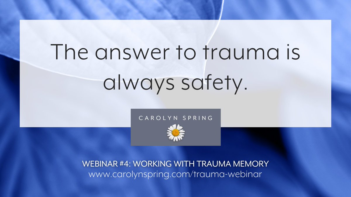 Working with #trauma is not about a set of techniques or specific therapeutic approaches. It's about restoring our neurobiology's sense of safety, which comes from being a fundamentally safe human being.

Join me on my webinar: carolynspring.com/shop/trauma-we… 

#TherapistsConnect