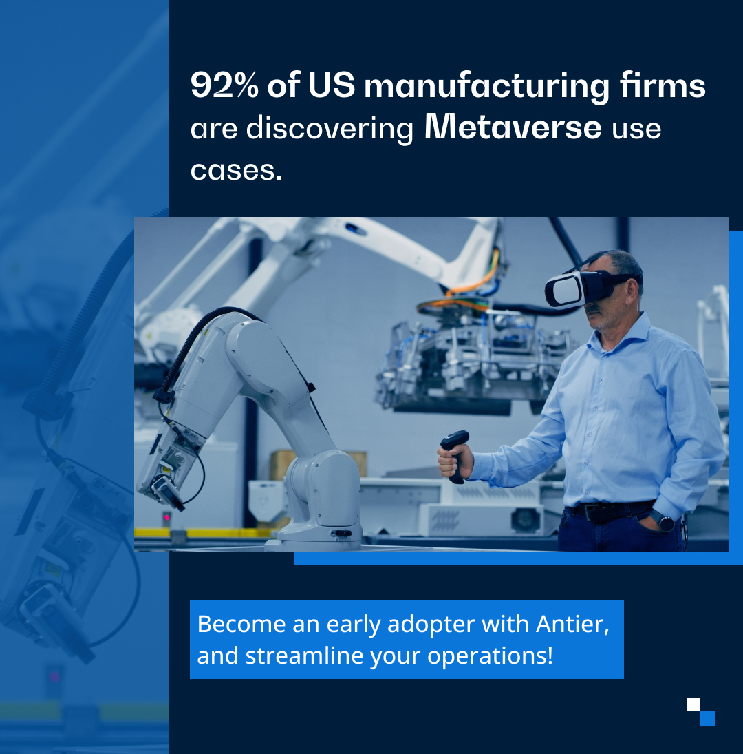 #Metaverse is revolutionizing manufacturing with #virtualtraining, collaborative design, and cost reduction. 92% of US manufacturing executives are exploring its transformative potential. 

Take advantage of the future of manufacturing!
Book a free demo>> shorturl.at/gj038