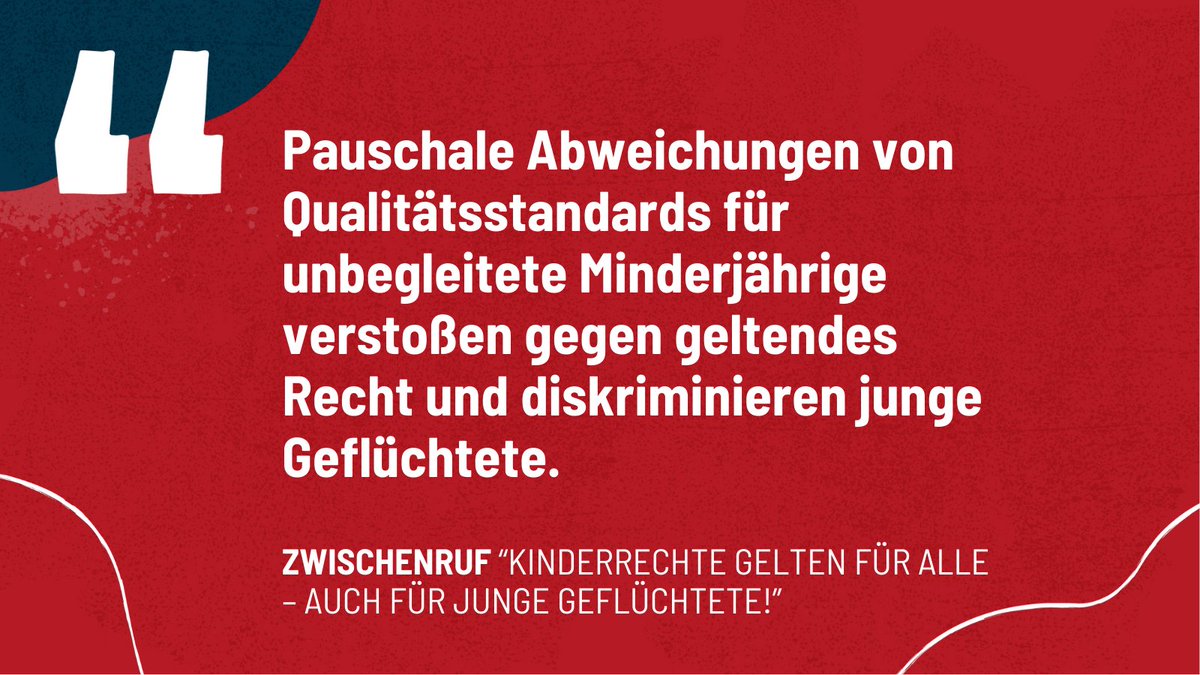 Kinderrechte gelten für alle - auch für junge Geflüchtete! Gemeinsam mit @BUMFeV, @IGfH_noise, @Paritaet, @AWO_Deutschland, @diakonie, @IntBund u.a. warnen wir vor einer Zwei-Klassen-Jugendhilfe und fordern die Einhaltung rechtlicher Vorgaben: tdh.de/fileadmin/user…