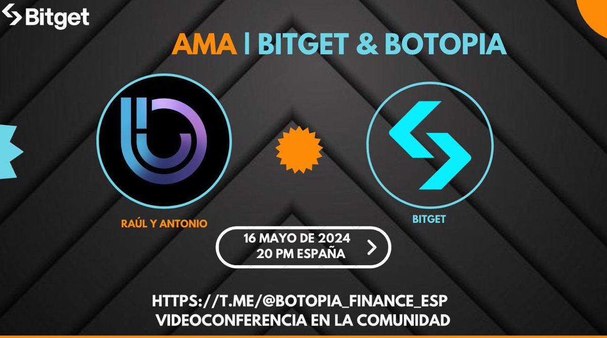 📣BITGET Y BOTOPIA 🩵 #bitgetbotopia : Alianza 📌 Nos complace invitaros a la presentación de la alianza de Bitget Exchange y Botopia. 🌐LUGAR: Videochat en el grupo oficial de Botopia Finance en español: : @Botopia_Finance_ESP 📆FECHA: Jueves 16 de Mayo de 2024 ⌛️HORA: 20:00