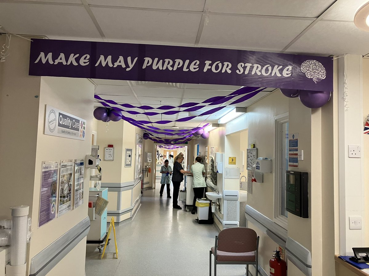 Stroke Awareness Month , Ebby is available in the main atrium at the Cumberland Infirmary. Come and receive some advice and a blood pressure check . # Elm A / Stroke Unit amazing team providing care to our Stroke Patients .