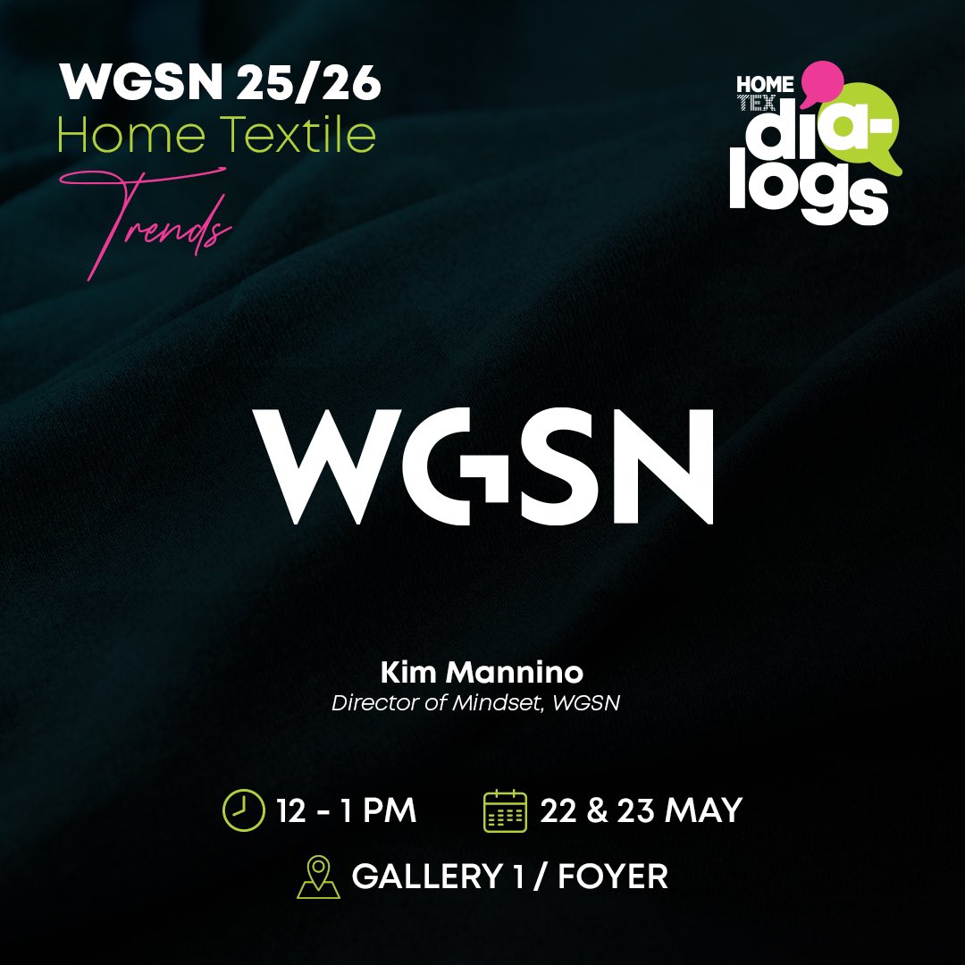 The Mindset Director of WGSN, Kim Mannino will be presenting home textile trends at HOMETEX DIALOGS on May 22-23, from 12pm to 1pm on both days. Online Invitation: hometex.com.tr/en/online-tick… @kfafuarcilik @tetsiad +++