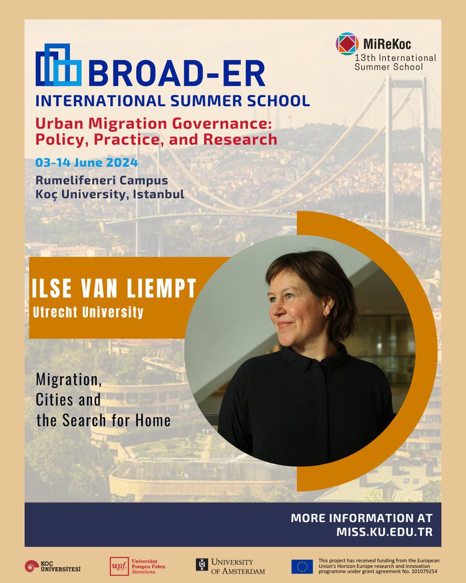 📢 BROAD-ER Summer School APPROACHING 📢 Ilse van Liempt from #UtrechtUniversity will be lecturing at our Summer School! Her research in Urban Geography focuses on #belonging, #citizenship, and #inclusion/#exclusion in everyday life. Looking forward to it!