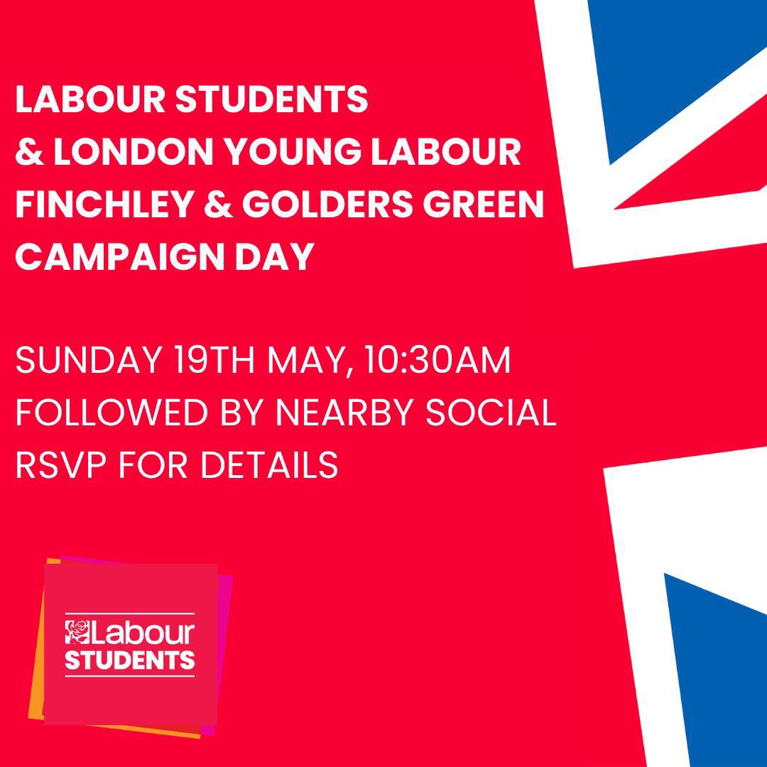 Join us on the 19th for an amazing campaign day at Finchley & Golders Green! We can’t wait to meet you all, please RSVP using labourstudents.co.uk/finchley_and_g… ! 🌹🌟