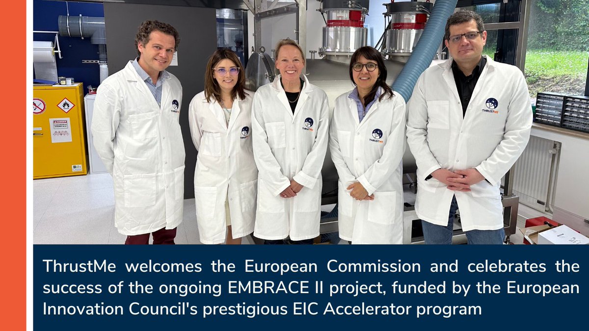 The European Commission recently visited ThrustMe's facilities, highlighting our ongoing efforts in the EMBRACE II project, funded by the European Innovation Council's prestigious EIC Accelerator program! 👉linkedin.com/feed/update/ur… #space #propulsion #innovation #EUeic #EU