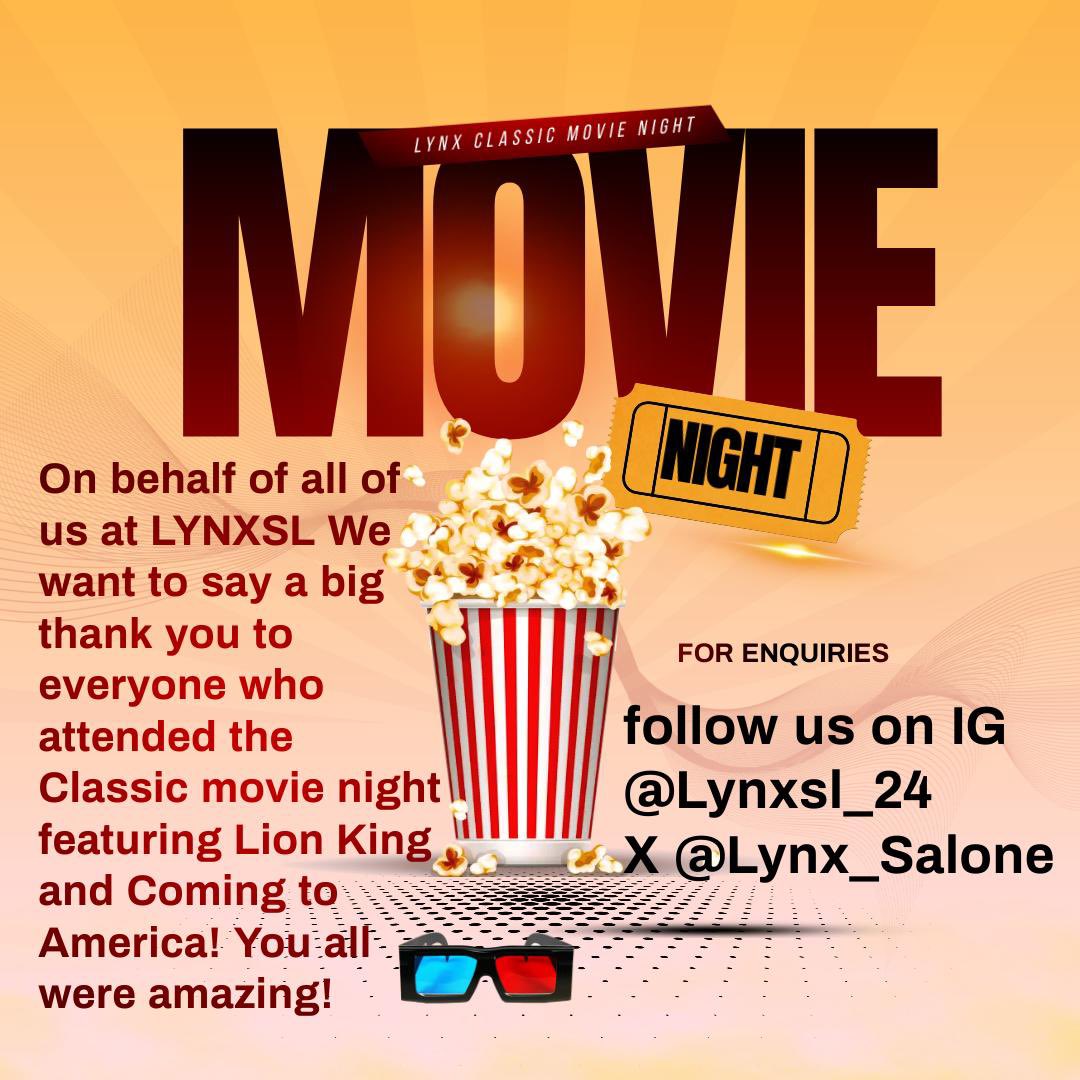Thank you, Thank you all so so much! 

We are also kindly asking you  to give us your opinions and future suggestions about our ongoing movie nights by filling in this google form. 
👇🏾👇🏾👇🏾👇🏾
forms.gle/PVEGHnZR9vpFJh…

#SaloneX #FreetownStories #Salonetwitter