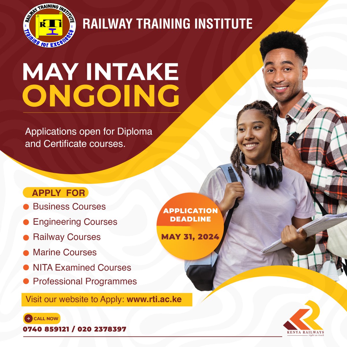 Pursue higher education in Railway Training Institute Main Campus in South B, Nairobi City offering an array of rail and non-rail courses. Apply for May 2024 intake on rti.ac.ke #RailwayTrainingInstitute #SongaNasi