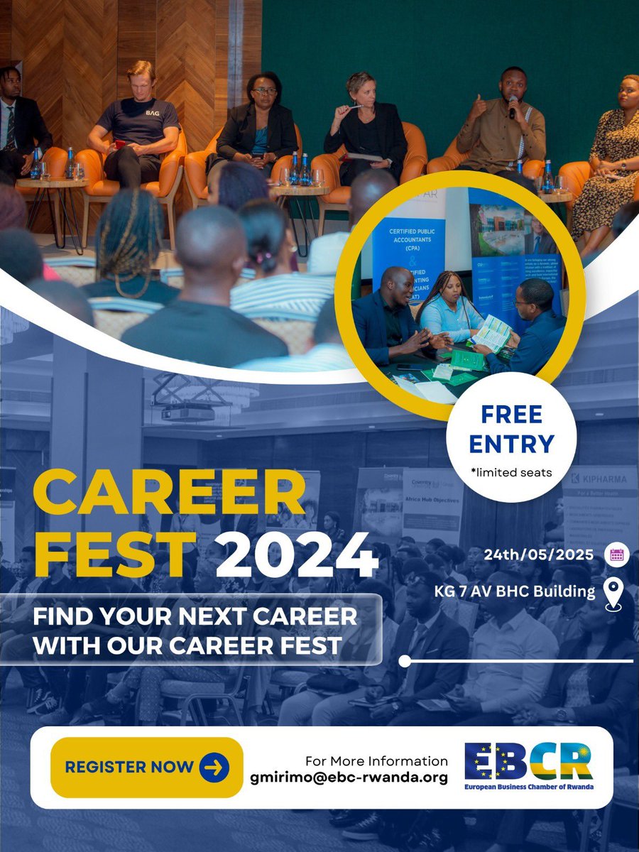 Join us at the Career Fest! Connect with top European and Rwandan companies, gain insights, explore exciting career paths.
Register here forms.gle/KLmz9sAKiwJJfE…