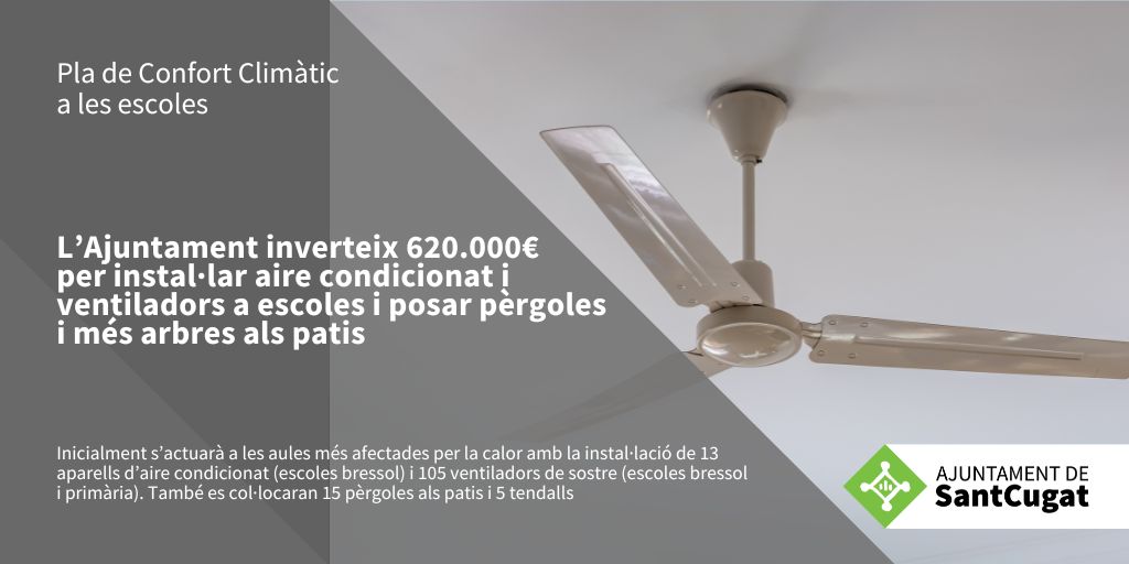 L'Ajuntament posa en marxa el Pla de Confort Climàtic per mitigar els efectes de la calor a les escoles públiques de #Santcugat

ℹ️Consulta quines actuacions es duran a terme santcugat.cat/noticia/lajunt…