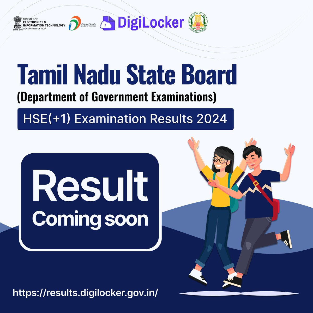 Tamil Nadu State Board (Department of Government Examinations) HSE(+1) Examination Results 2024 #comingsoon on #DigiLocker Result Page. results.digilocker.gov.in Stay tuned for more updates. #TamilNadu