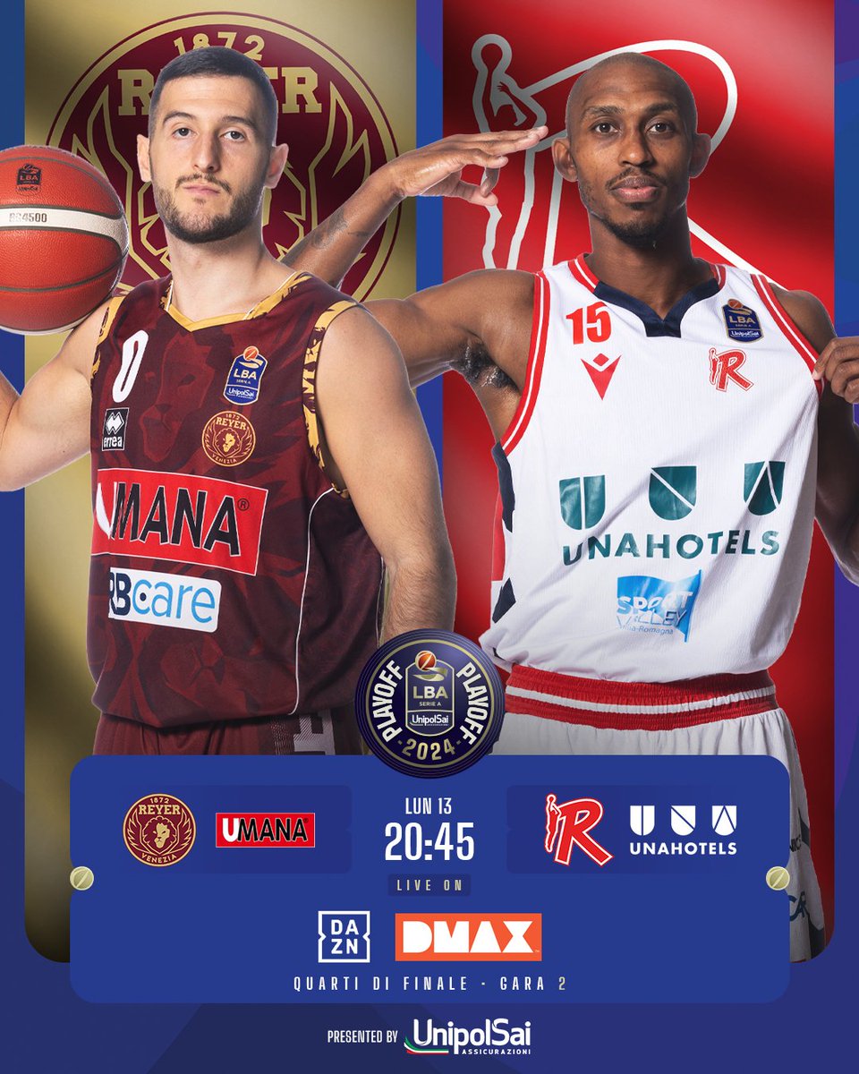 𝙌𝙪𝙖𝙧𝙩𝙞 𝙙𝙞 𝙛𝙞𝙣𝙖𝙡𝙚 - 𝙂𝙖𝙧𝙖-𝟮 @REYER1872 🆚 @PallacReggiana Con Reggio Emilia avanti 1-0 nella serie, proseguono i quarti di finale degli #LBAPlayoff @UnipolSai_CRP 2024 🏆 #TuttoUnAltroSport