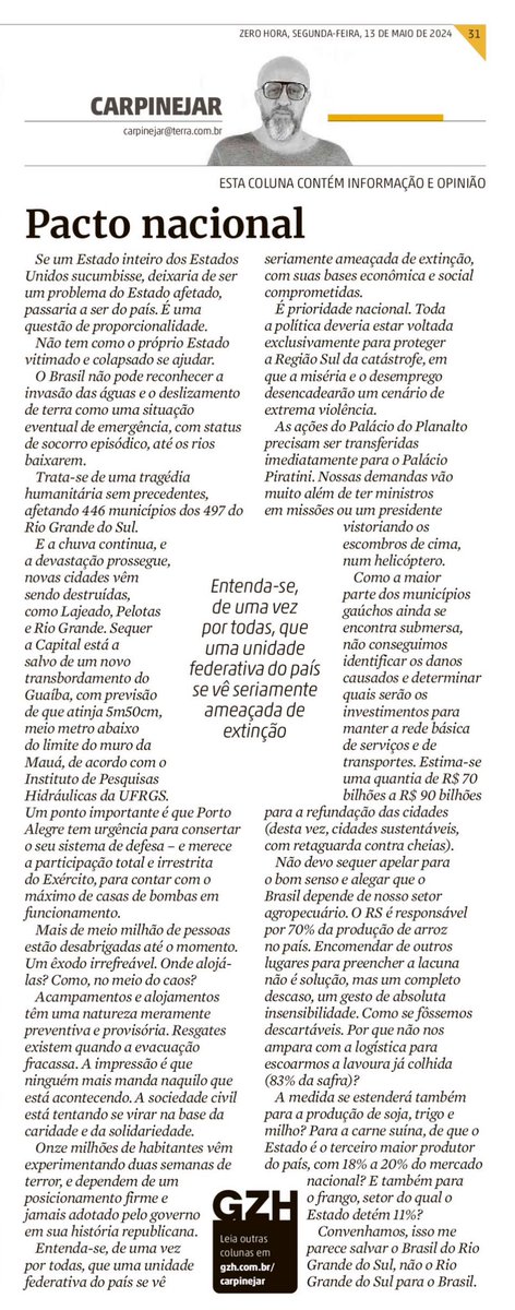 “RS é responsável por 70% da produção de arroz no país. Encomendar de outros lugares para preencher a lacuna não é solução, mas um completo descaso, um gesto de absoluta insensibilidade. Como se fôssemos descartáveis. Por que não nos ampara com a logística para escoarmos a