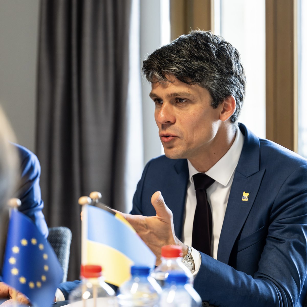 The 🇺🇦 delegation shares information on the impact of Russia's war against #Ukraine on youth. 🇪🇺 At the #EYCS Council, Acting Minister for Youth and Sports of Ukraine, Matvii Bidnyi, and the Deputy Minister for Youth and Sports of Ukraine, @AndriyChesnokov take the floor.