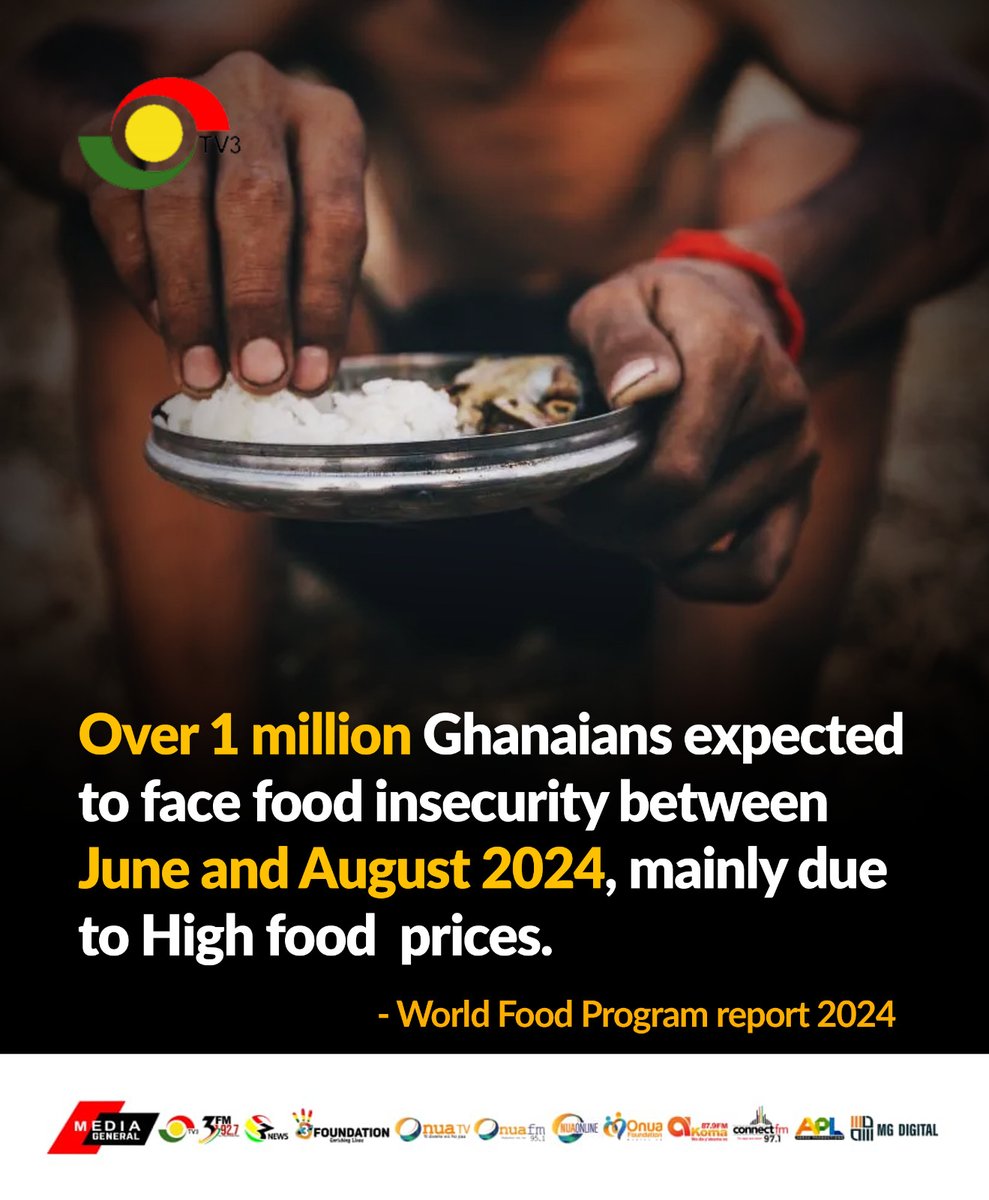 Over 1 million Ghanaians expected to face food insecurity between June and August 2024, mainly due to High food prices. - World Food Program report 2024 #OnuaTV #OnuaNews