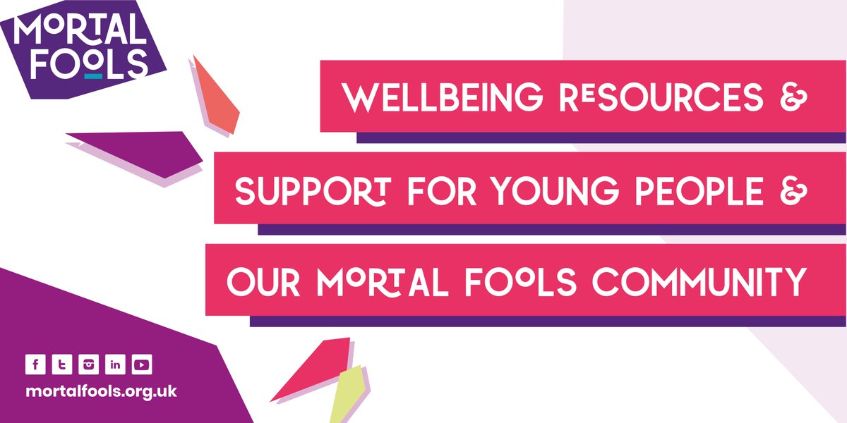 This exam season - reminder that we've got a free digi wellbeing resource for young people signposting to support orgs, inspirational influencers, courageous activists, & colourful content creators.
Download via: mortalfools.org.uk/news/wellbeing…