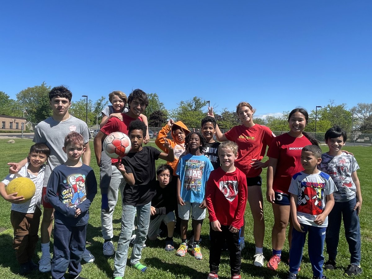 HollandHSSoccer's tweet photo. Holland High Soccer players join Jefferson for some recess soccer. https://t.co/xiZoGNmW2e