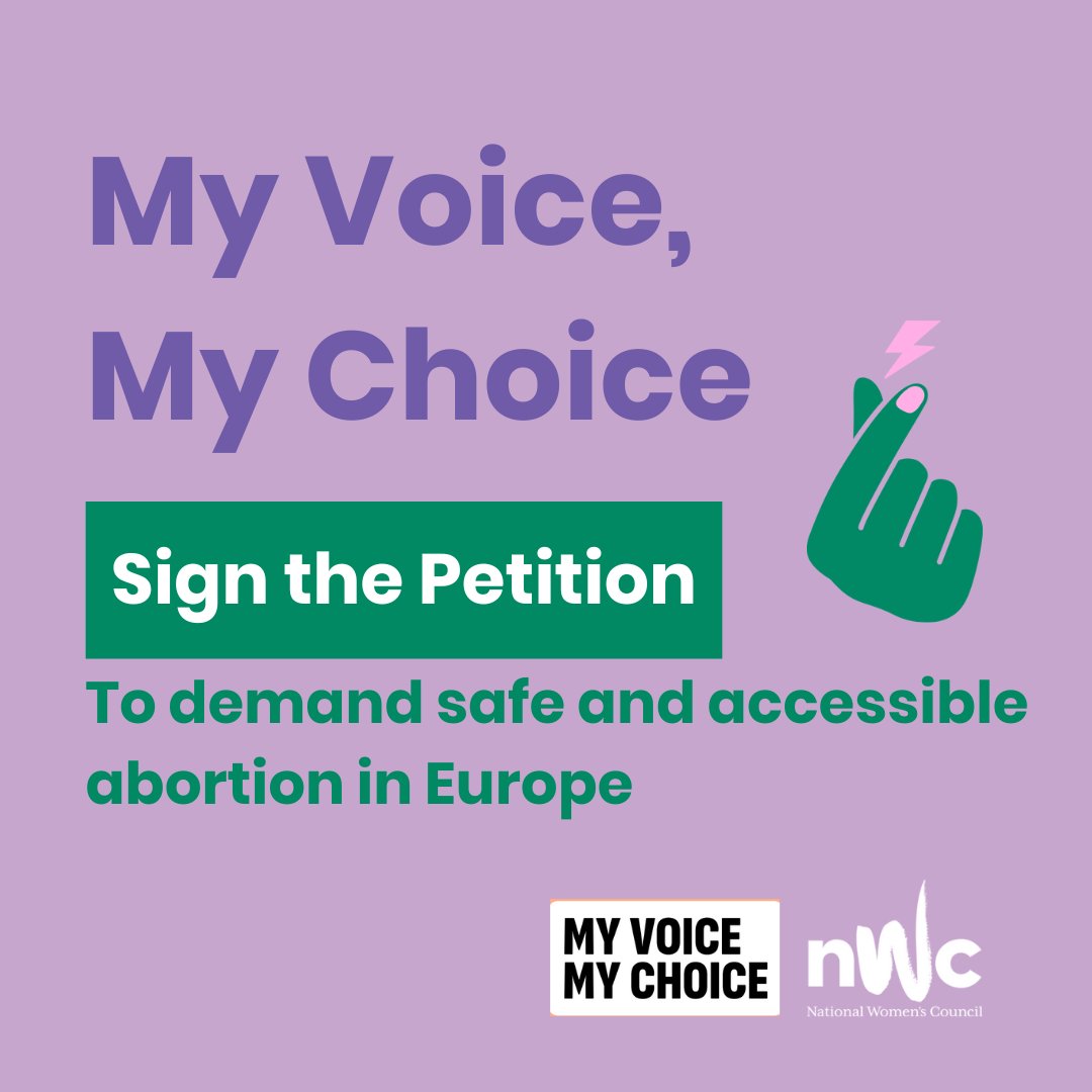 We’re joining the National Women’s Council in their call for safe and accessible #abortion across Europe. As part of the #MyVoiceMyChoice campaign, they are collecting 1 million signatures to demand action on abortion reform ✊ Sign the petition here: eci.ec.europa.eu/044/public/#/s…