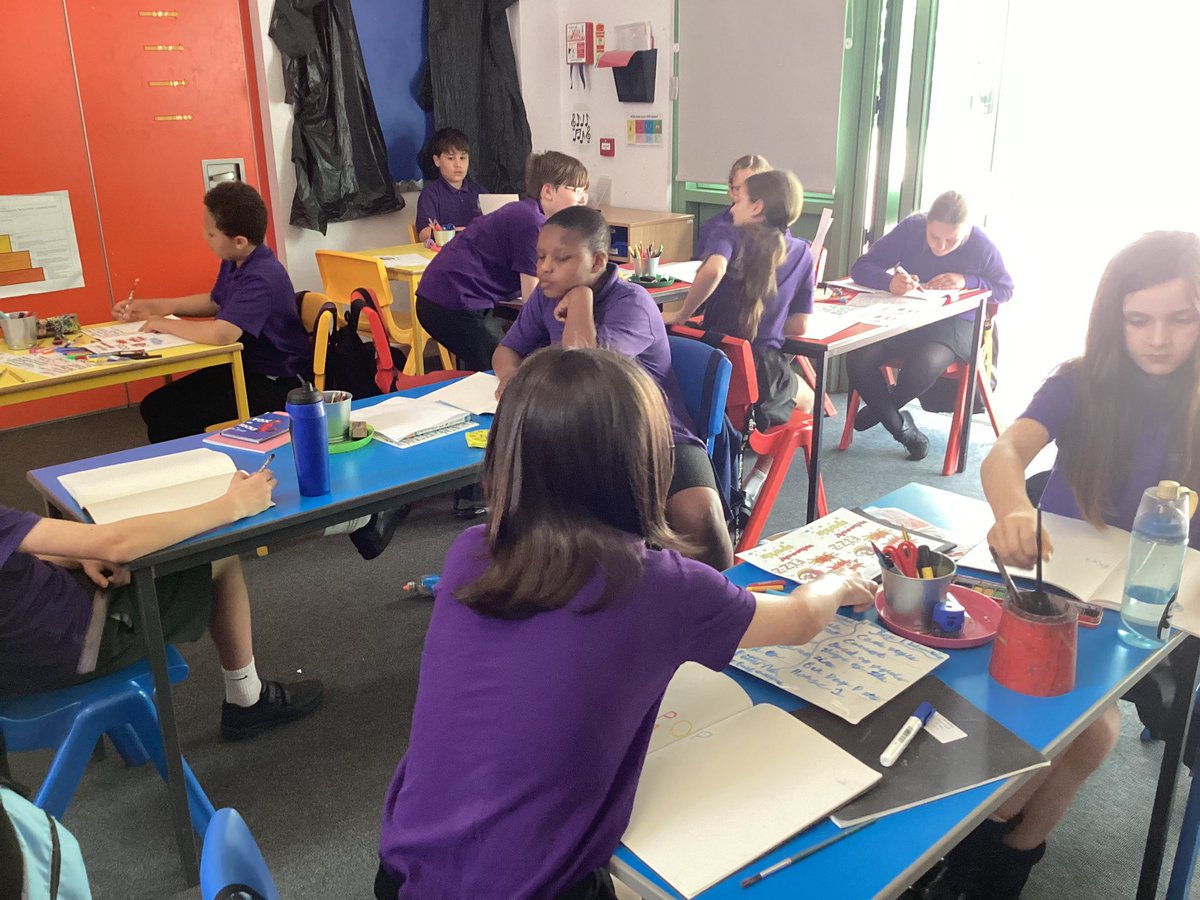 OWPS_sharks's tweet photo. A very successful first day of SATs, followed by an investigation into the ‘Pop Art’ movement in sketchbooks. Well done Year Six! @OWPSchool #owpsart https://t.co/e0w74aWu5n