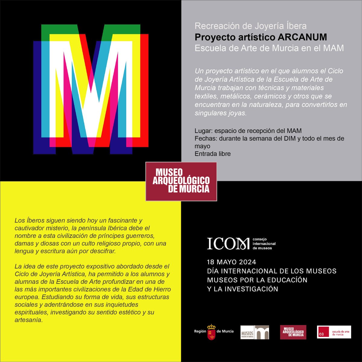 MuseosRegMurcia's tweet photo. Seguimos con el 18 de mayo #DiaInternacionalDeLosMuseos y con carteles de actividades en el #MuseoArqueológicoMurcia 

Podéis consultar el programa completo de @MuseosRegMurcia en https://t.co/ZxDskcDBpu https://t.co/u1kyVxQgHB