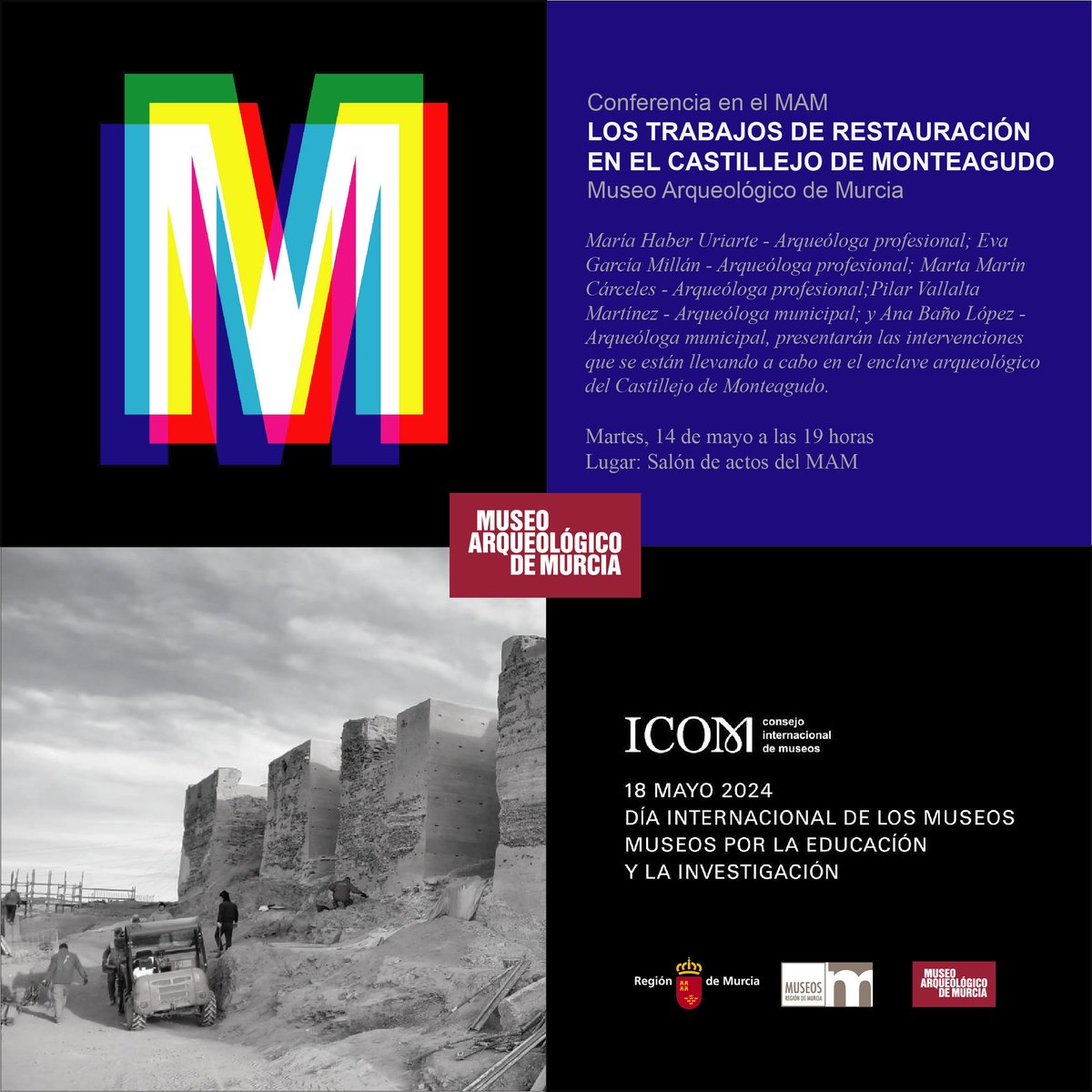 MuseosRegMurcia's tweet photo. Seguimos con el 18 de mayo #DiaInternacionalDeLosMuseos y con carteles de actividades en el #MuseoArqueológicoMurcia 

Podéis consultar el programa completo de @MuseosRegMurcia en https://t.co/ZxDskcDBpu https://t.co/u1kyVxQgHB