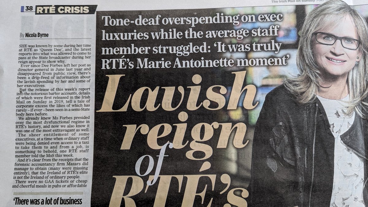 Great reporting and analysis by @Nicola6byrne of #IrishMailonSunday yesterday re Mazars report, 'verbal approvals' often left no papertrails re the barter accounts. P43 is jawdropping. €28k for 6 people 3 day trip in Madrid! 2 RTE people and 4 clients.