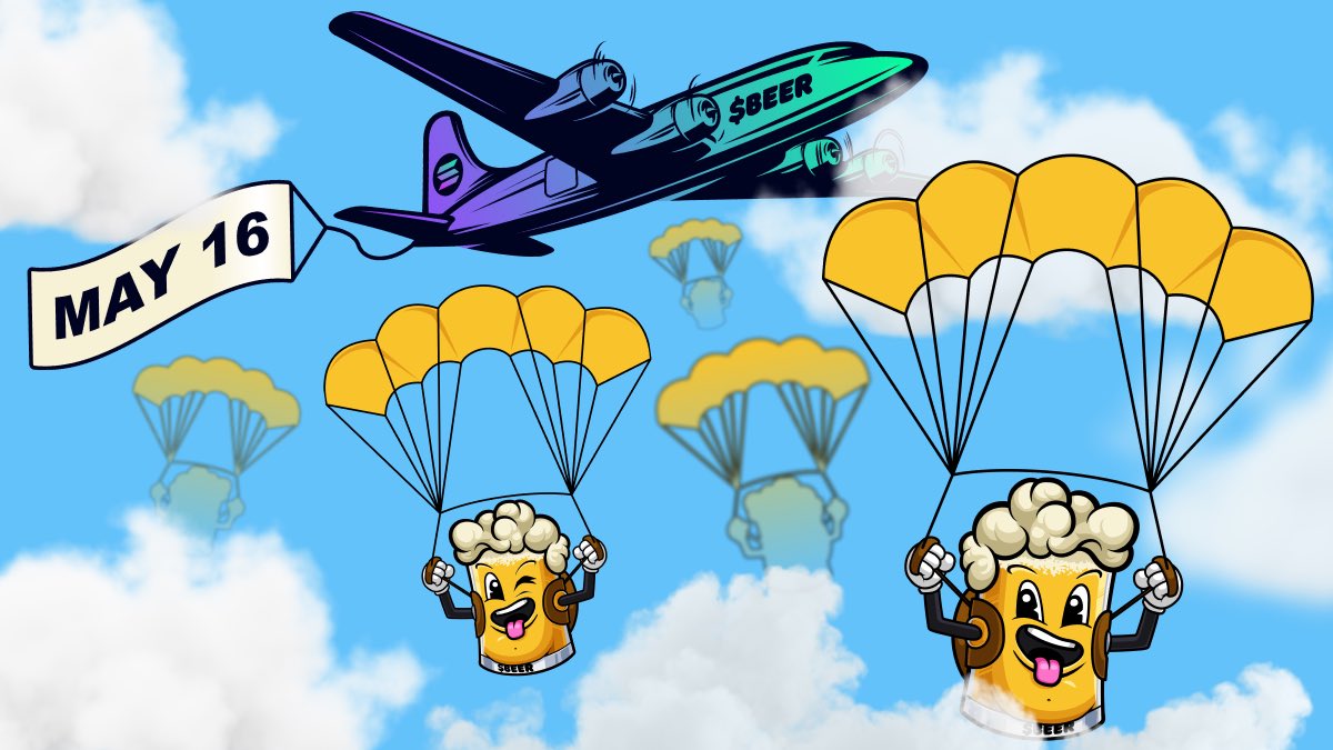 $BEER Pre-Sale starts on May 16th, 12:00 UTC 🍺

$BEER is the next big meme on <a href="/solana/">Solana</a> that will serve liquid gold to millions of holders worldwide 💛
 
Prepare now 👇🏻

1. Download <a href="/phantom/">Phantom</a> wallet 
2. Top it up with $SOL 
3. Turn your 🔔 on and join the community 🍻
4. ENJOY!