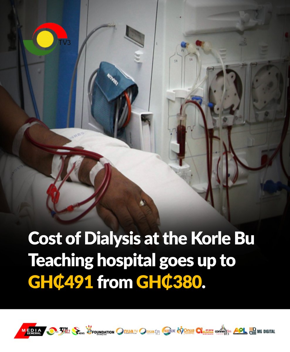 Cost of Dialysis at the Korle Bu Teaching hospital goes up to GH₵491 from GH₵380. #OnuaTV #OnuaNews