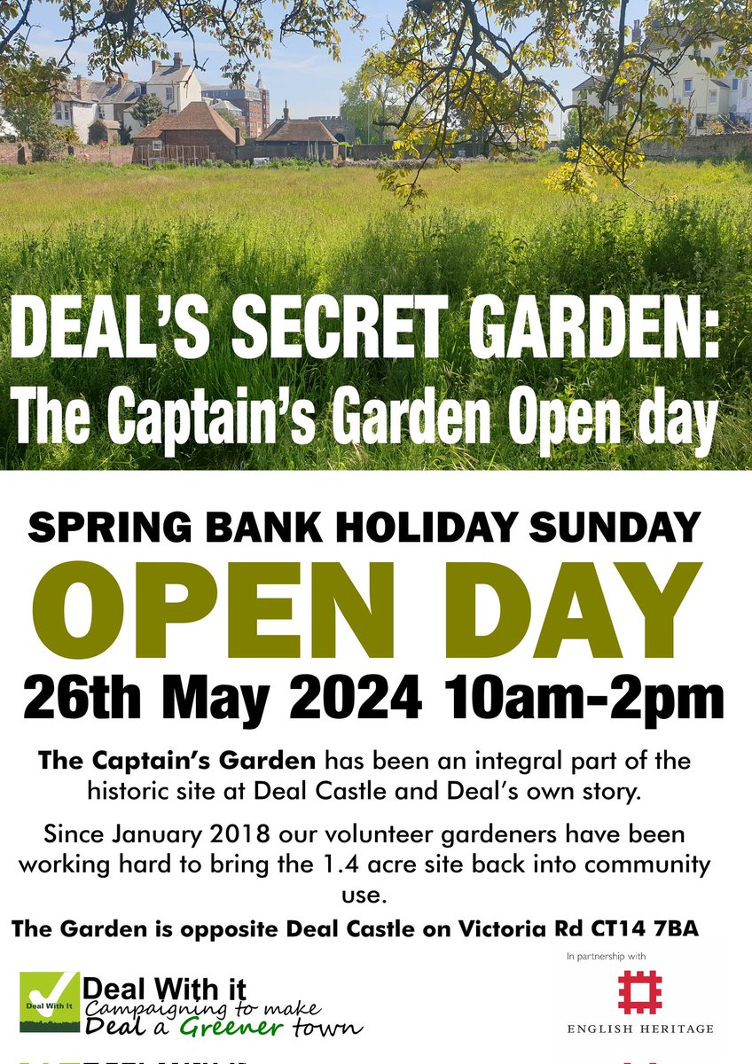 The next open day at the #CaptainsGardenDeal will be on the Spring Bank Holiday Weekend ..Sunday 26th May 10am to 2pm