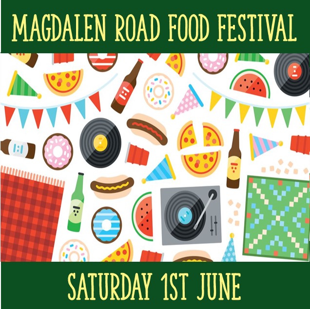 Locals have teamed up with traders to create the inaugural Magdalen Road Food Festival in East Oxford on Saturday 1st June, featuring food from around the world and the launch of a new art exhibition 'The DNA of my favourite street' 🧵1/