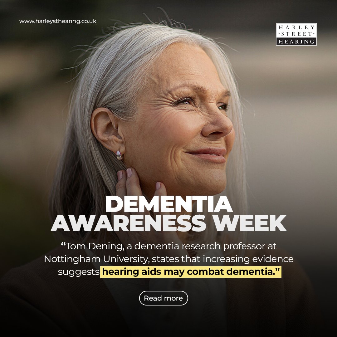 Researchers have increasingly found that hearing loss is a major risk factor for dementia, with studies confirming that wearing hearing aids can lower this risk 🦻

Read more: harleysthearing.co.uk/2024/01/19/hea… 

#HarleyStHearing #HearingHealth #DementiaActionWeek2024 #DementiaHearingAids