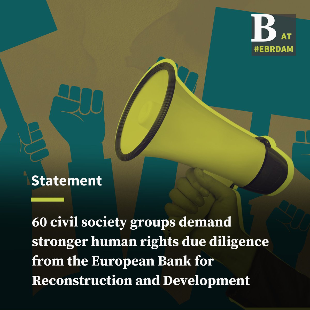 ✊60 civil society organisations have signed a joint statement urging the @EBRD to enhance its human rights due diligence! The latest draft of the EBRD’s updated safeguards fails to ensure human rights are respected & protected. Join our call! #EBRDam bankwatch.org/wp-content/upl…