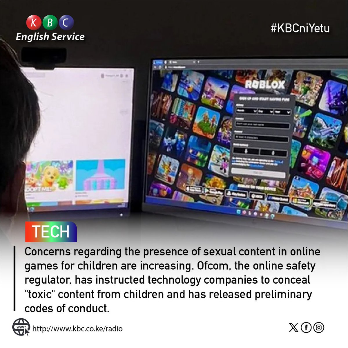Concerns regarding the presence of sexual content in online games for children are increasing. Ofcom, the online safety regulator, has instructed technology companies to conceal 'toxic' content from children and has released preliminary codes of conduct. ^PMN #KBCEnglishService