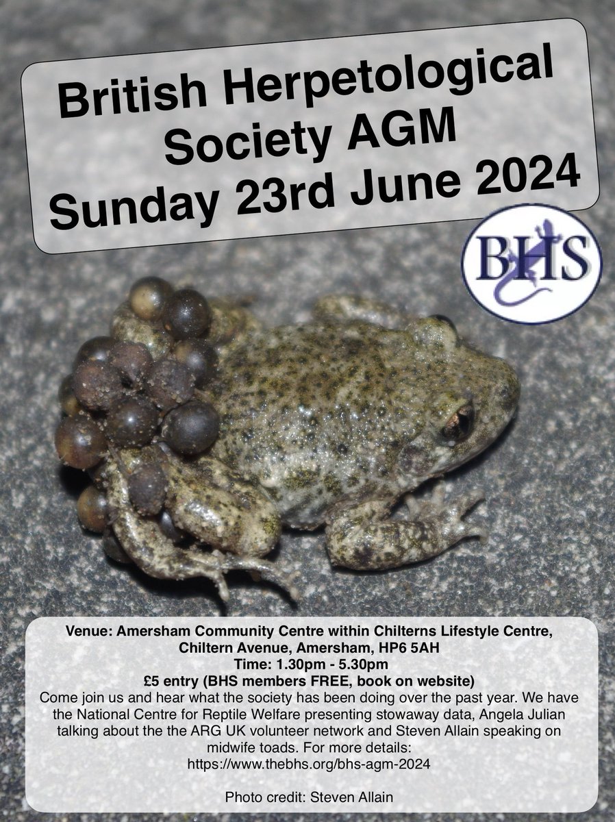 Do you live in the UK and and have a passion for #Herpetology? Then the upcoming @BritishHerpSoc AGM may be your cup of tea! Additionally, you get to hear me talk about #UKMidwifeToads too! Book your place here: thebhs.org/bhs-agm-2024 #Amphibians #Reptiles #Zoology