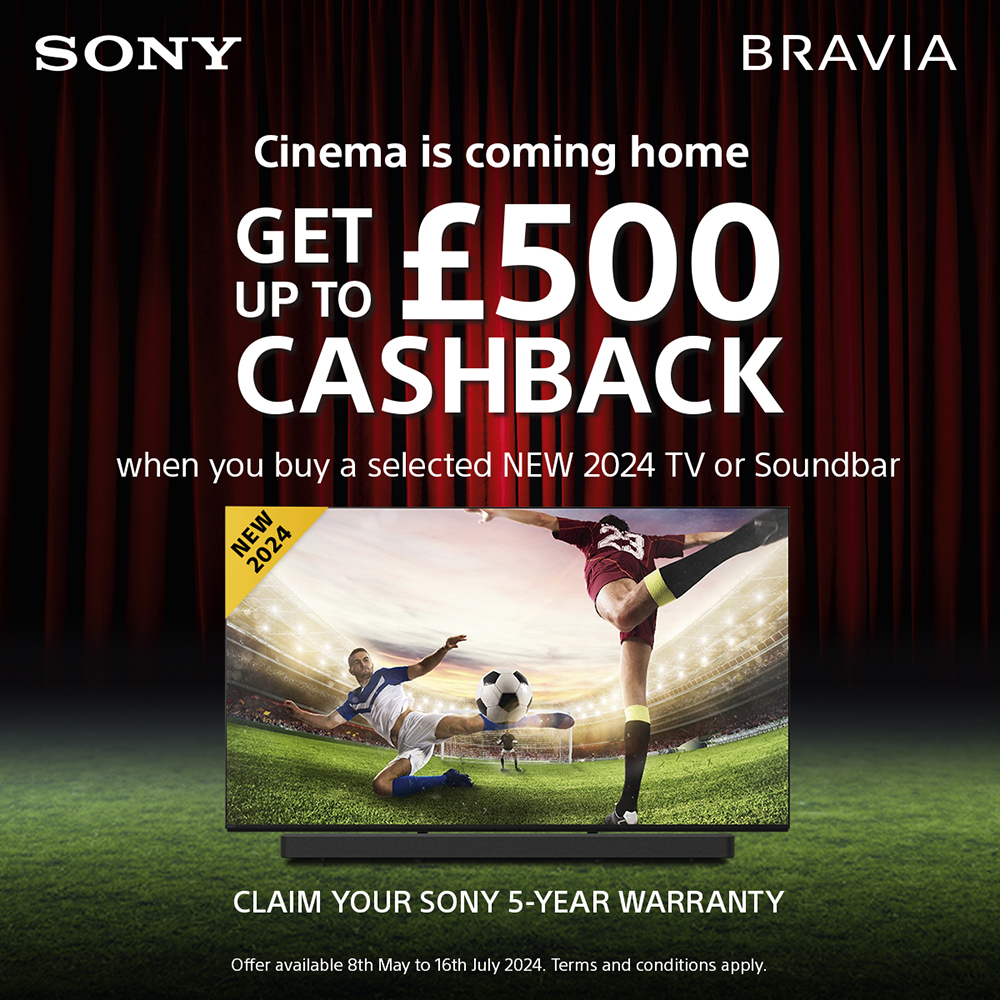 Looking to upgrade your home cinema? You can now get up to £500 cashback on selected Sony NEW 2024 TVs and Soundars. Explore - ow.ly/rrTR50RBX7u #sonytv #sonysoundbar #sony2024 #newsony #cashbackoffer #homecinema #bigscreen #dolbyatmos #forthestreamers #luxuryhome