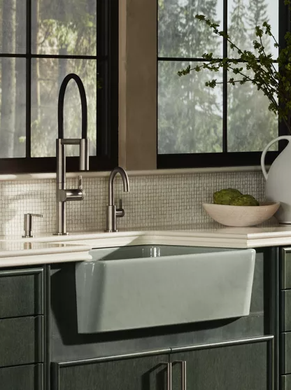 WoolKB's tweet photo. The Ironridge farmhouse kitchen sink features a sleek apron that brings a modern, clean-line aesthetic that will complement any kitchen space from farmhouse-traditional to contemporary. https://t.co/vwnkGQZX0Y