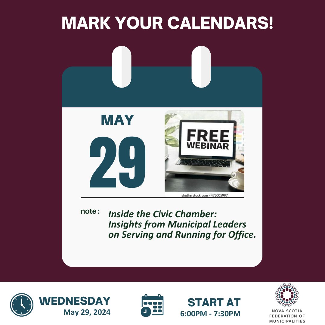 Mark your calendars! Our webinar on urban and rural election processes in Nova Scotia is just around the corner. Join us for an insightful discussion and interactive Q&A sessions. Register now! loom.ly/nJE7EAA #NSFMEvent #DemocracyInAction