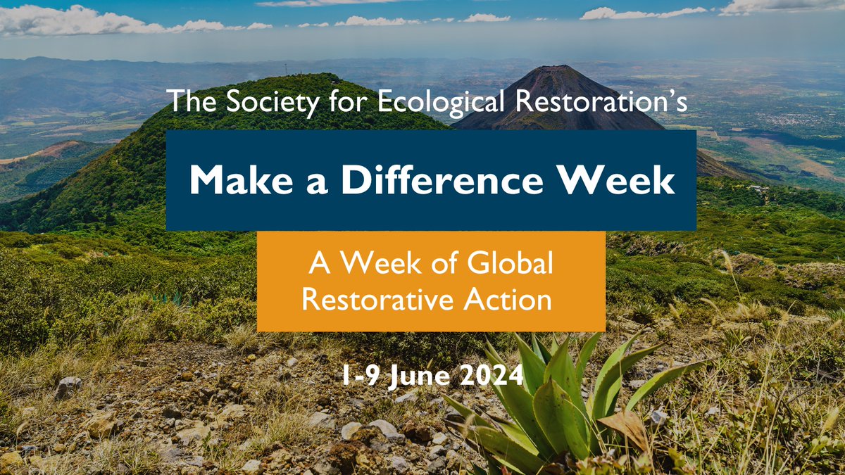 Make a Difference Week is back! 1-9 June, SER is hosting this global event bringing individuals & orgs together for a week of ecological restoration action. Learn more and register your event now: makeadifferenceweek.org/register-an-ev… #MakeADifferenceWeek #EcologicalRestoration