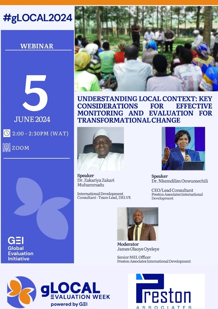 In partnership with the Global Evaluation Initiative, join us for an insightful webinar on 'Understanding Local Contexts: Key Considerations for Effective Monitoring and Evaluation for Transformational Change' Register now: globalevaluationinitiative.org/event/understa….