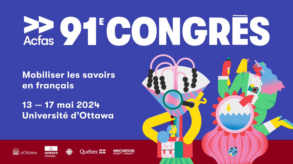 AcfasScSociales's tweet photo. 👋 Bienvenue au 91e congrès de l'@_Acfas
à l'@uOttawa ! Au programme des colloques et des communications libres qui seront couverts par une équipe d’animateur-trice-s de communauté. Suivez ce fil pour un aperçu des colloques portant sur les #sciencesociales. https://t.co/tVf8ZpFU9o