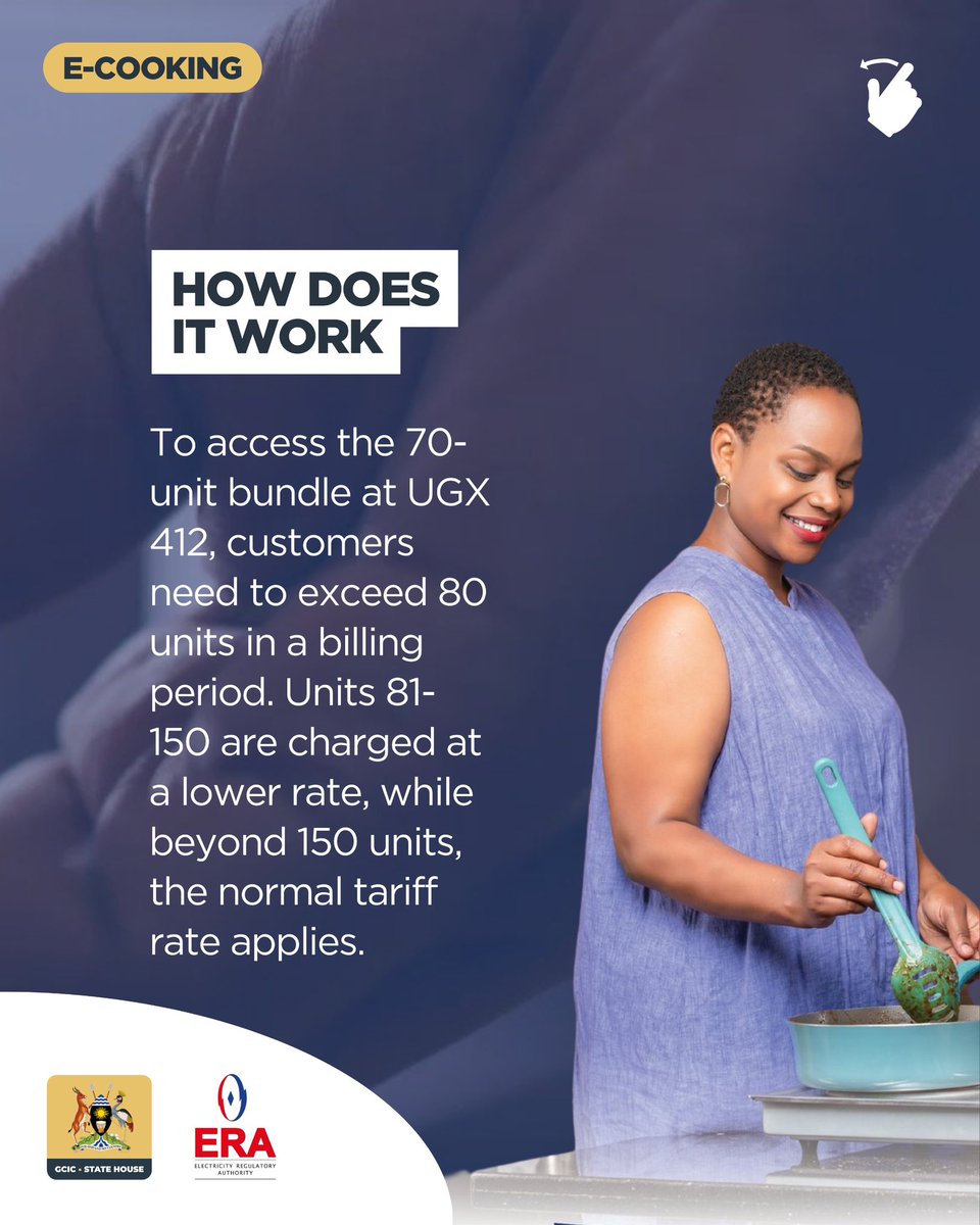 📌 Customers must exceed 80 units in a billing period to access the 70-unit bundle at UGX-412, with units 81-150 charged at a lower rate, and beyond 150 units, the normal tariff rate applies. @ERA_Uganda #OpenGovUg