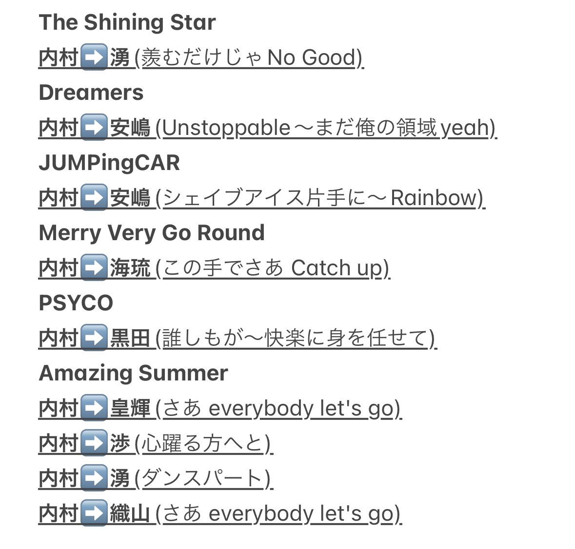 少年忍者 シャイスタ 横アリ 歌割り(内村颯太パート代打)