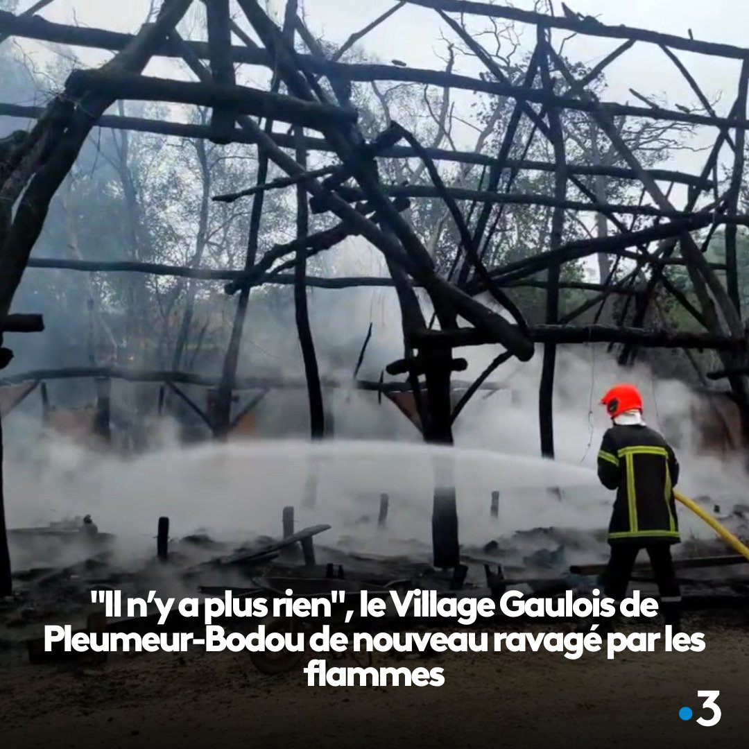 'Il n’y a plus rien', le Village Gaulois de Pleumeur-Bodou de nouveau ravagé par les flammes Article à lire ici : france3-regions.francetvinfo.fr/bretagne/cotes…
