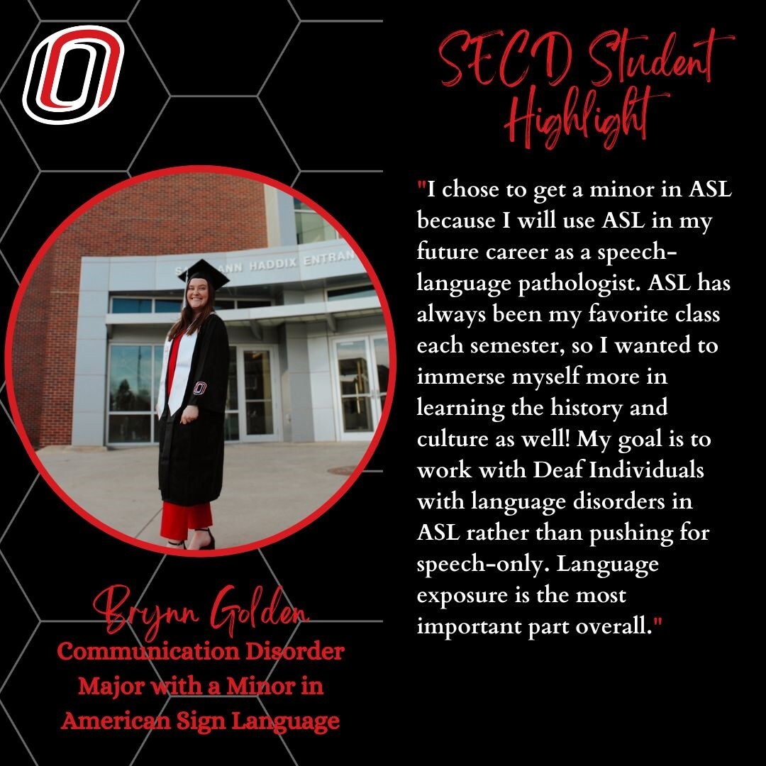 SECD Shoutout to Brynn as one of the first students to graduate with a minor in American Sign Language (ASL) at commencement on Friday! Brynn is 1 of 3 students who will obtain a minor in ASL. #educationmatters #asl #slp @UNOSECD @UNOCEHHS @UNOmaha @unonsslha @SCEC_UNO @UNOExpl