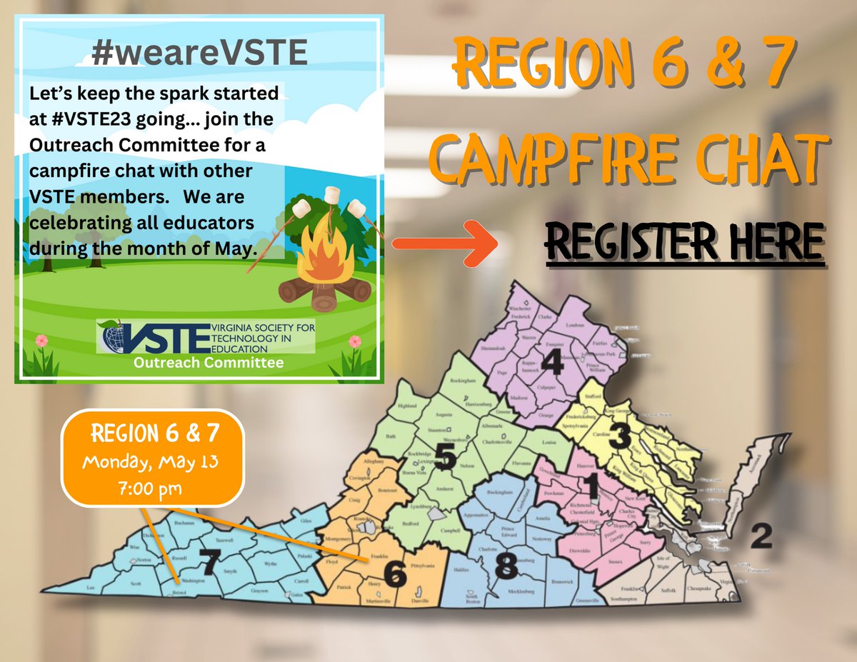 It's time to gather around the campfire one more time. Calling VSTE members in regions 6 & 7 to join us tonight for our last Campfire Chat to celebrate educators. Click the link to register.us02web.zoom.us/webinar/regist…
