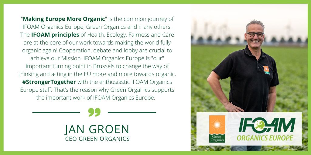 #MakingEuropeMoreOrganic is the common journey of IFOAM #OrganicsEurope, Green Organics & many others. 🤩 We deeply thank our #MainSponsor #GreenOrganics for having decided to support our work in 2024 towards making the 🌍 fully #organic again!
@JanGroen4 #EUOrganic2030